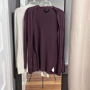 Express Purple and White Cardigans